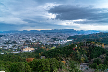 Fototapeta na wymiar view of residential area on the outskirts of Fukuoka City, JAPAN.