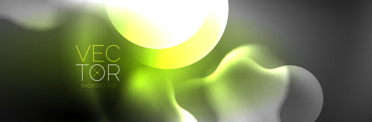 Glowing neon lights abstract shapes composition. Magic energy concept. Template for wallpaper, banner, background or landing