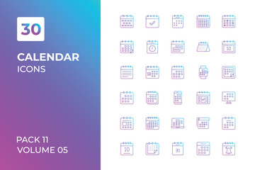 Fototapeta na wymiar Calendar icons collection. Set vector line with elements for mobile concepts and web apps. Collection modern icons.