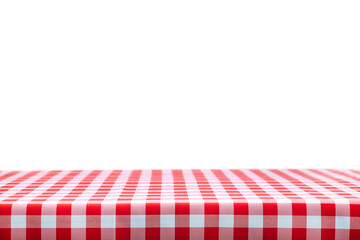 Classic italian cooking template - blank table with a red checked tablecloth isolated on a...