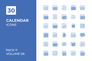 Calendar icons collection. Set vector line with elements for mobile concepts and web apps. Collection modern icons.