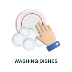 Washing Dishes icon. 3d illustration from cleaning collection. Creative Washing Dishes 3d icon for web design, templates, infographics and more