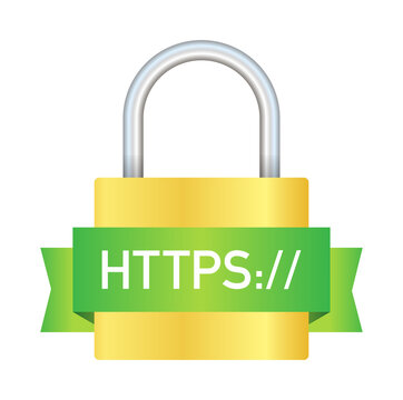 http and https protocols on shield, on white background. Vector stock illustration