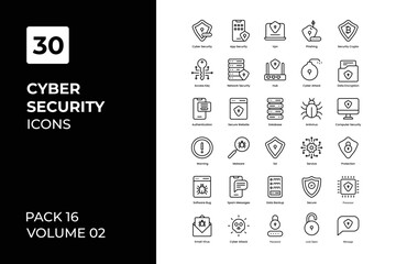 Cyber security icons collection. Set contains such Icons as access, computer, crime, cyber, datum, and more