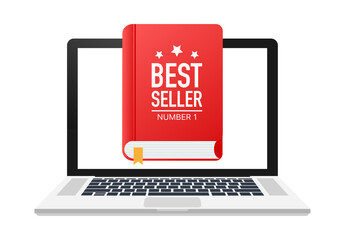 Best seller book, flat design thin line banner, usage for e-mail newsletter, web banners. Vector stock illustration.