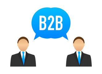 B2B sales person selling products. Business-to-business sales, B2B sales method. Vector stock illustration.