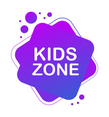 Kids Zone banner template, label. Playground vector child zone sign. Childhood fun room area. Vector stock illustration.