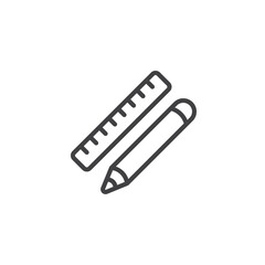 Fototapeta premium Ruler and pencil line icon
