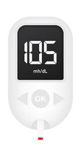Blood glucose meter level test. Diabetes glucometer. Abstract concept graphic web banner element. Vector stock illustration.