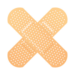 Elastic medical plasters. Adhesive bandage, called a sticking plaster collection. Vector stock illustration.