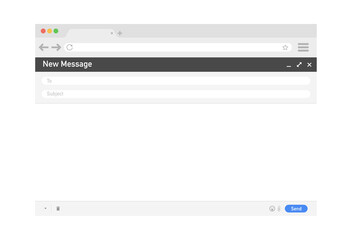 Email template. Blank e-mail browser window. Mail message web page vector frame. Vector stock illustration.