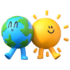 Planet cooperation 3D illustration