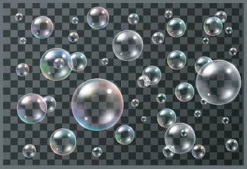 Poster Set of realistic colorful soap bubbles on transparent background © Jasminenatalia/Wirestock Creators
