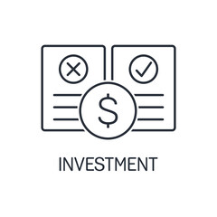 Financial preference, risks. Analysis Investment. For and against. Vector linear icon isolated on white background.