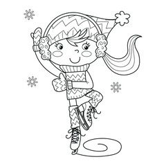 Cute girl doing a flip with her ice skates, winter clipart © Joana  Juhé lajú
