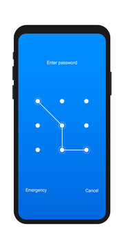 Screen lock authentication password smartphone background template. Illustration of phone ID recognition screen lock password or lock screen passcode numbers display. Vector stock illustration.