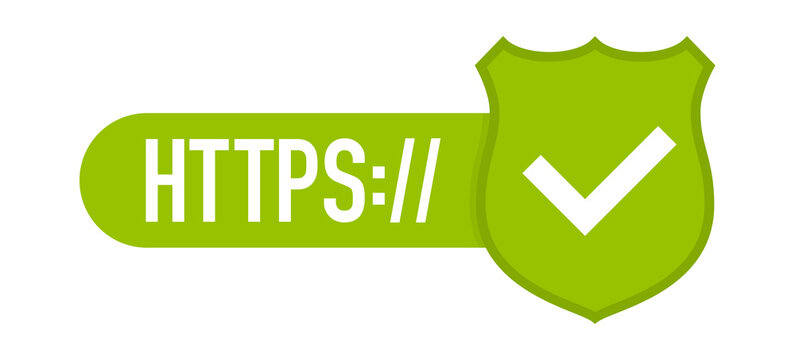 http and https protocols on shield, on white background. Vector stock illustration