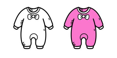 Baby jumper doodle line and color isolated background