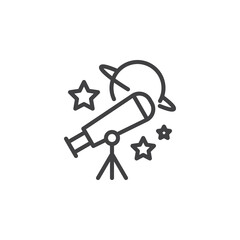 Astronomy telescope line icon
