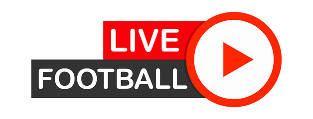 Obraz premium Live Football streaming Icon, Button for broadcasting or online football stream. Vector illustration
