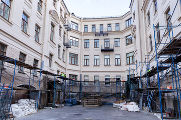 Russia. Saint-Petersburg. Renovation of the facade of a historic building at 36 Liteyny Prospekt.