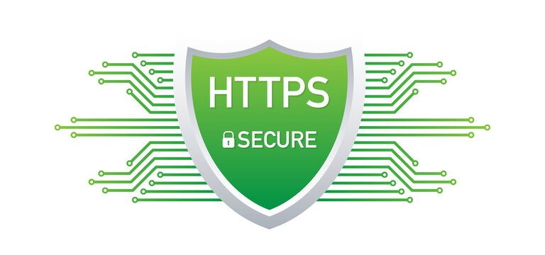 HTTPS Protocol. Safe and Secure Web sites on the Internet. SSL certificate for the site. Advantage TLS. Vector stock illustration.