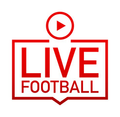 Live Football streaming Icon, Button for broadcasting or online football stream. Vector stock illustration
