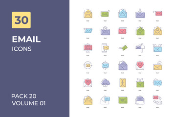 E-mail icons collection. Set contains such Icons as e-mail, e-mail send, e-mail delete, and more