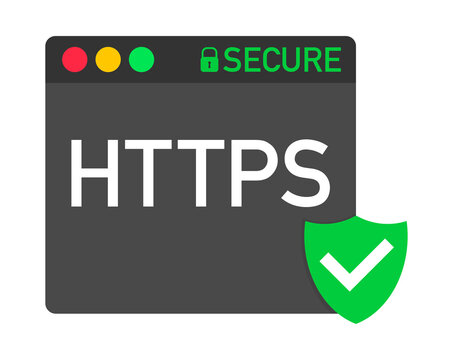 HTTPS Protocol - Safe and Secure Browsing. Vector stock illustration.