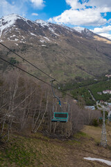 View from Mount Cheget to an empty cable car