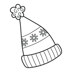 Cute wool cap with a snowflakes, winter clipart