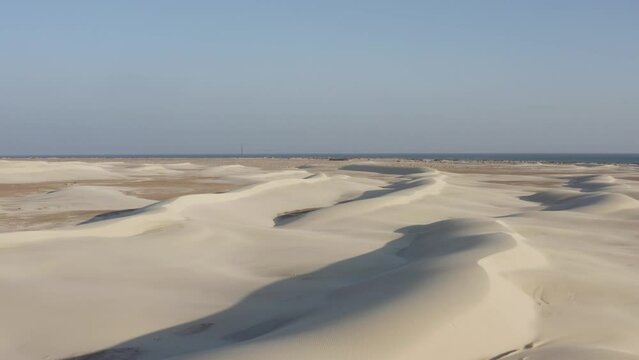 Desert and sand dunes on Socotra Island, Yemen. Drone shot. 