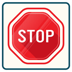 illustration set of prohibition stop sign on cream background