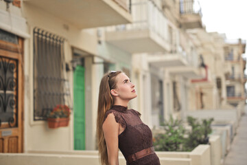 portrait of young woman in the street