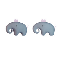 gray plush elephant - toy for children - orthographic 3d render