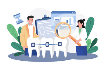 Dentists present procedure braces correction.