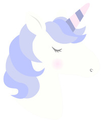 Vector of unicorn head in violet color