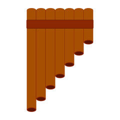 Pan flute or panpipes or syrinx. Folk musical instrument. Flat style. Vector.