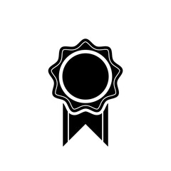 Badge with ribbons icon isolated on white background