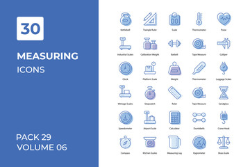 Measuring icons collection. Set contains such Icons as 	app, barbell, calibration, design, and more
