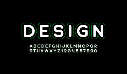 Round font, bold alphabet, modern letters and numbers