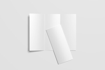 Blank trifold paper and cover mockup