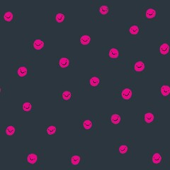 Smiling faces hand drawn seamless pattern pink purple black