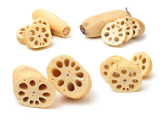 Lotus root on the white background