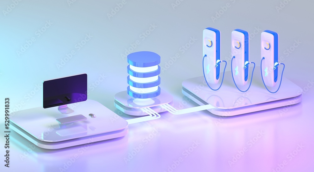 Poster ev charging management software, remote control from computer or app, data integration in system, ap