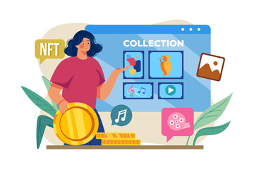 Fototapeta premium NFT collection Illustration concept on white background
