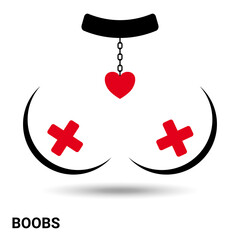 Tits. Boobs are isolated on a light background. Vector illustration. © newrossosh