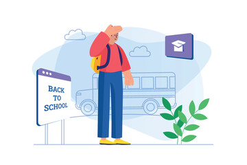Back to school concept with people scene. Vector illustration