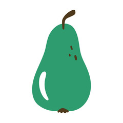 Cute green conference pear icon. Vector flat hand drawn illustration in cartoon style