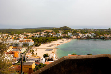 Obraz premium View from the top of the little beach village Santa Ponso on the island of mallorca in spain